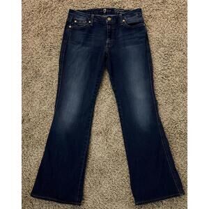 7 For All Mankind Womens Bootcut Jeans, Short Inseam, Dark Wash Denim Size 28